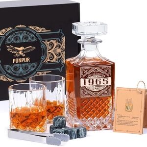 Crystal Whiskey Decanter Set - Elegant Brown